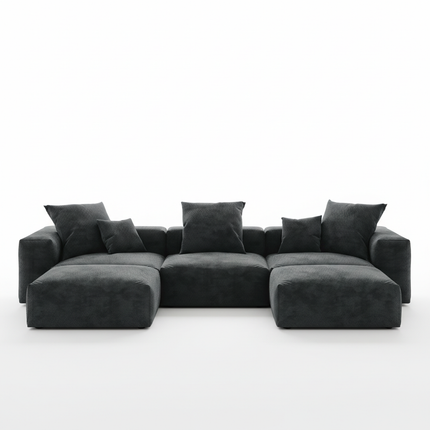 Solenza Haven | 142" Modular Corduroy U-Shaped Sectional + 2 Ottomans | Washable & Pet-Friendly