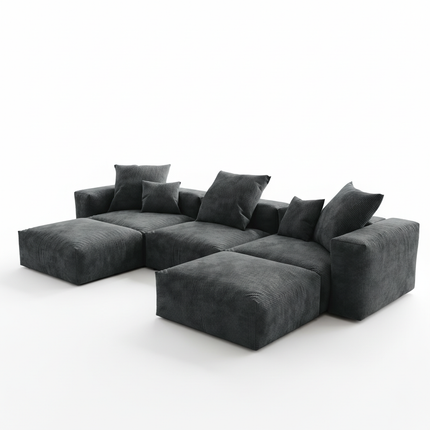 Solenza Haven | 142" Modular Corduroy U-Shaped Sectional + 2 Ottomans | Washable & Pet-Friendly