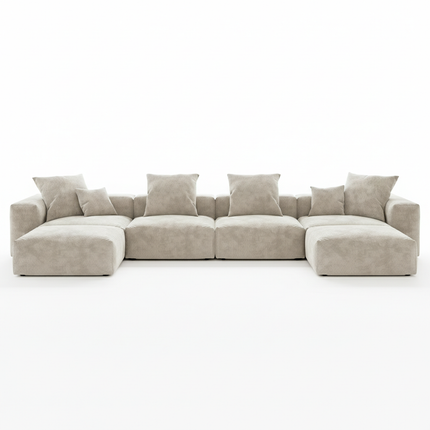 Solenza Haven | 181" XL Modular Corduroy U-Shaped Sectional + 2 Ottomans | Washable & Pet-Friendly