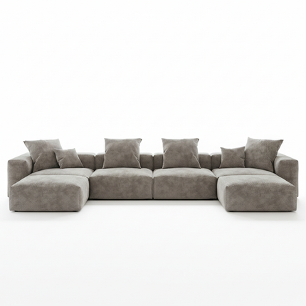 Solenza Haven | 181" XL Modular Corduroy U-Shaped Sectional + 2 Ottomans | Washable & Pet-Friendly