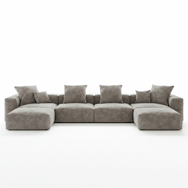 Solenza Haven | 181" XL Modular Corduroy U-Shaped Sectional + 2 Ottomans | Washable & Pet-Friendly