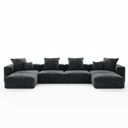 Solenza Haven | 181" XL Modular Corduroy U-Shaped Sectional + 2 Ottomans | Washable & Pet-Friendly