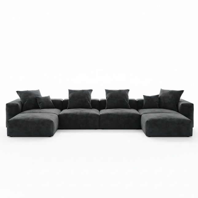 Solenza Haven | 181" XL Modular Corduroy U-Shaped Sectional + 2 Ottomans | Washable & Pet-Friendly