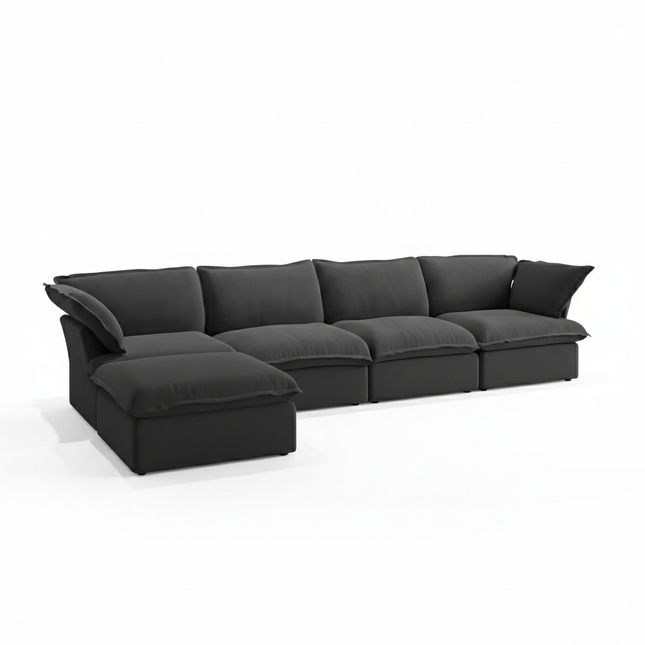 Solenza Lounge | 162" Cloud Modular L-Shape + Ottoman | Washable Sofa
