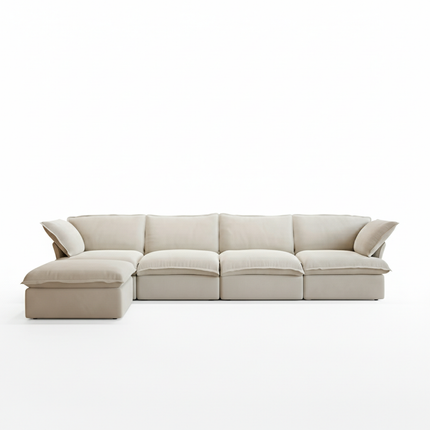 Solenza Lounge | 162" Cloud Modular L-Shape + Ottoman | Washable Sofa