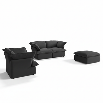Solenza Lounge | 120" Cloud Modular 3-Piece Set | Washable Linen Sofa