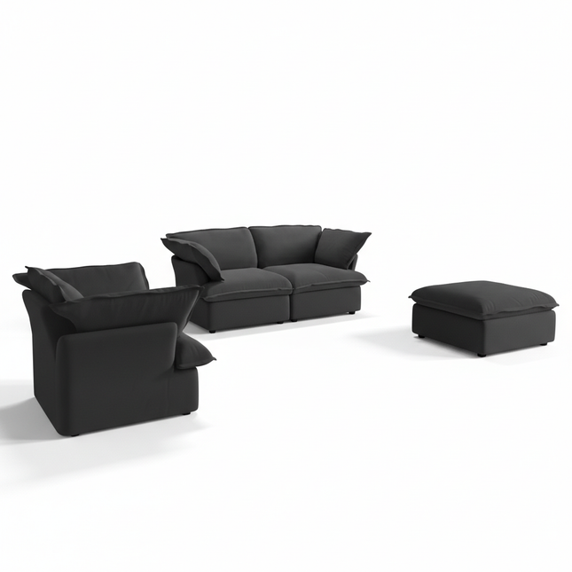 Solenza Lounge | 120" Cloud Modular 3-Piece Set | Washable Linen Sofa