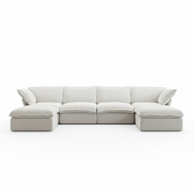 Solenza Lounge | 162" Cloud Modular U-Shape + 2 Ottomans | Washable Sofa