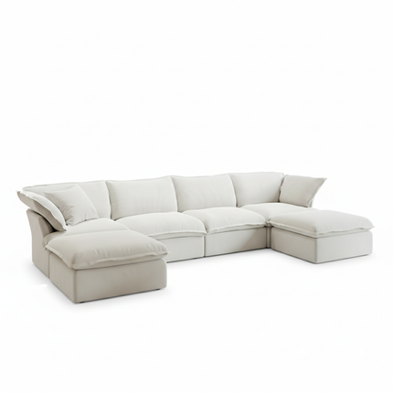 Solenza Lounge | 162" Cloud Modular U-Shape + 2 Ottomans | Washable Sofa