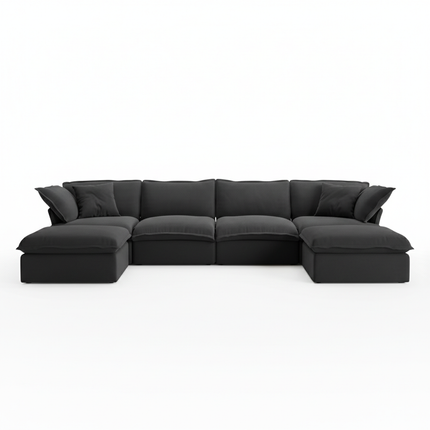 Solenza Lounge | 162" Cloud Modular U-Shape + 2 Ottomans | Washable Sofa