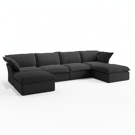 Solenza Lounge | 162" Cloud Modular U-Shape + 2 Ottomans | Washable Sofa
