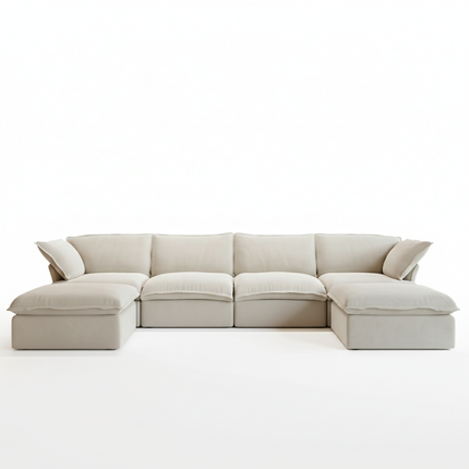 Solenza Lounge | 162" Cloud Modular U-Shape + 2 Ottomans | Washable Sofa