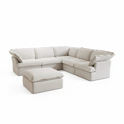 Solenza Lounge | 122" Cloud Modular Corner + Ottoman | Washable Sofa