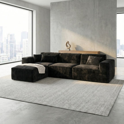 Solenza Mellow | 118" Cloud Modular 3-Seater Sectional + Ottoman | Washable Velvet Sofa