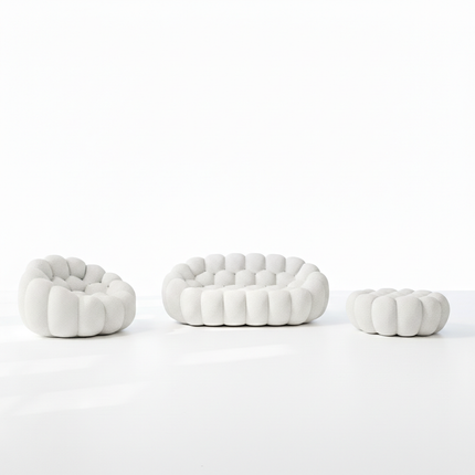 Solenza Bubble | 2-Seat Modular Loveseat + Modular Sofa Chair + Ottoman  | 3D-Knitted Fabric