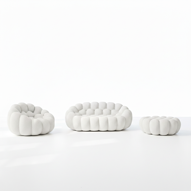 Solenza Bubble | 2-Seat Modular Loveseat + Modular Sofa Chair + Ottoman  | 3D-Knitted Fabric