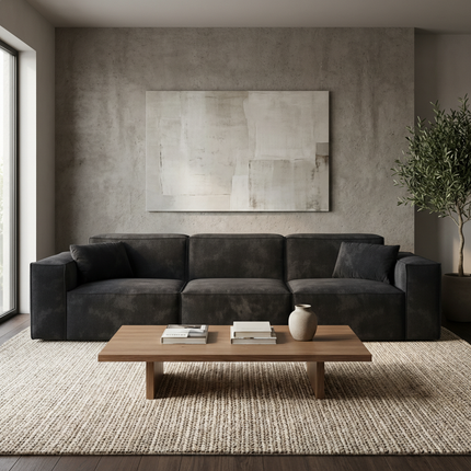 Solenza Mellow | 118" Cloud Modular 3-Seater Sofa | Washable Velvet Sofa