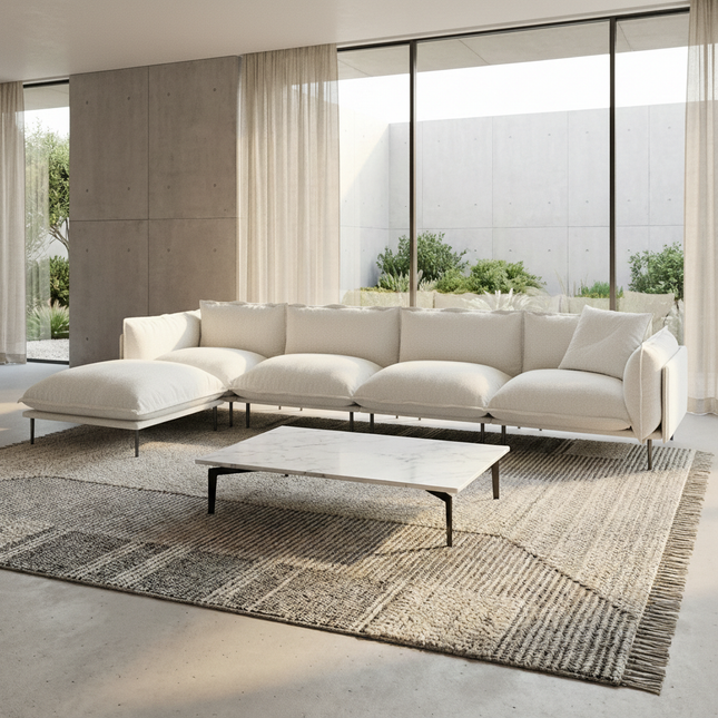 Solenza Aurora | 147" XL Cloud Modular 4-Seater Sectional + Ottoman - Washable Velvet