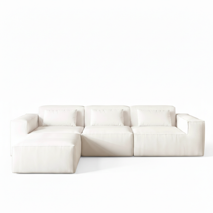 Solenza Mellow | 118" Cloud Modular 3-Seater Sectional + Ottoman | Washable Velvet Sofa