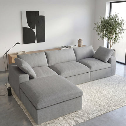 Solenza Nuvia | 120" Cloud Modular Sectional Sofa with Ottoman | Washable