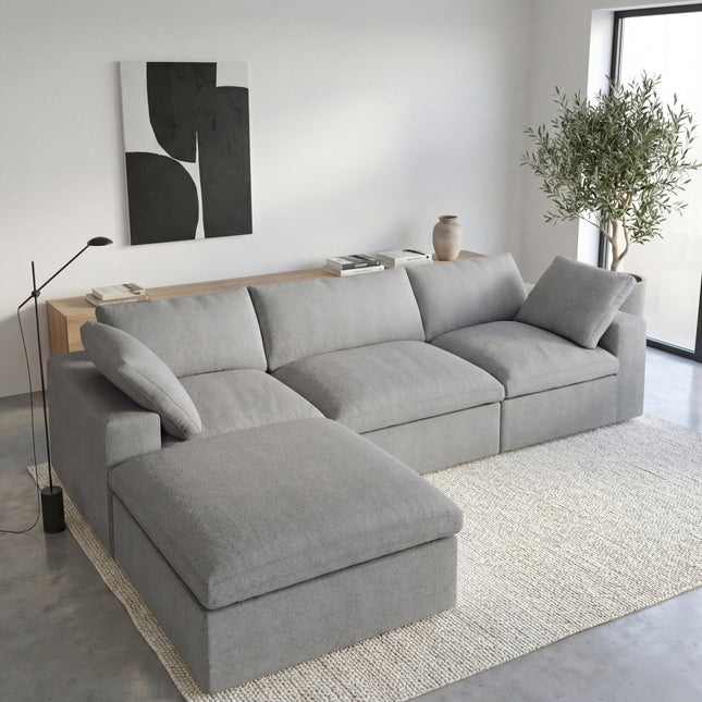 Solenza Nuvia | 120" Cloud Modular Sectional Sofa with Ottoman | Washable