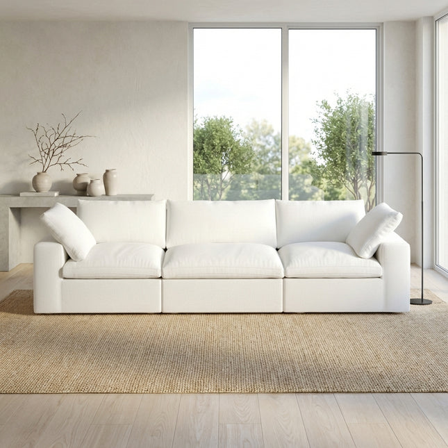 Solenza Nuvia | 120" Cloud Modular 3-Seat Sectional - Washable Linen Covers