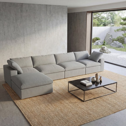 Solenza Nuvia | 160" L-Shaped Cloud Modular Sofa with Ottoman | Washable