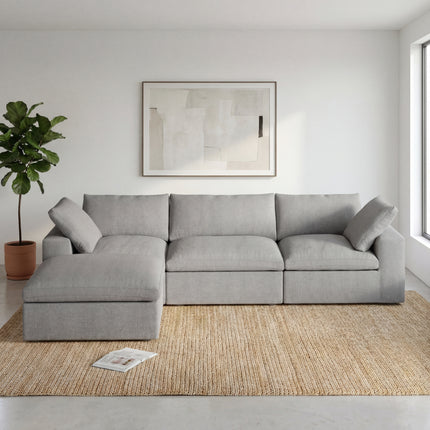 Solenza Nuvia | 120" Cloud Modular Sectional Sofa with Ottoman | Washable
