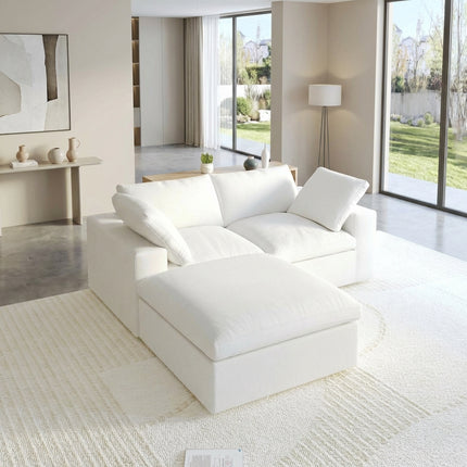 Solenza Nuvia | 80" Cloud Modular Sectional Sofa with Ottoman | Washable