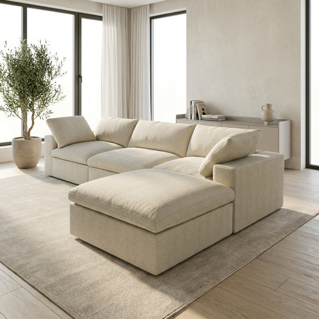 Solenza Nuvia | 120" Cloud Modular Sectional Sofa with Ottoman | Washable