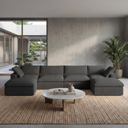Solenza Nuvia | 160" U-Shaped Cloud Modular Sofa with 2 Ottomans | Washable