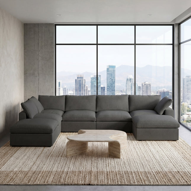 Solenza Nuvia | 160" Cloud Modular 7-Seat Sofa with 2 Ottomans | Washable