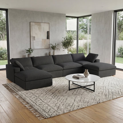 Solenza Nuvia | 160" U-Shaped Cloud Modular Sofa with 2 Ottomans | Washable