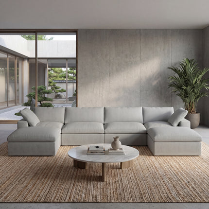 Solenza Nuvia | 160" U-Shaped Cloud Modular Sofa with 2 Ottomans | Washable