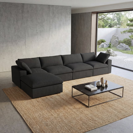 Solenza Nuvia | 160" L-Shaped Cloud Modular Sofa with Ottoman | Washable