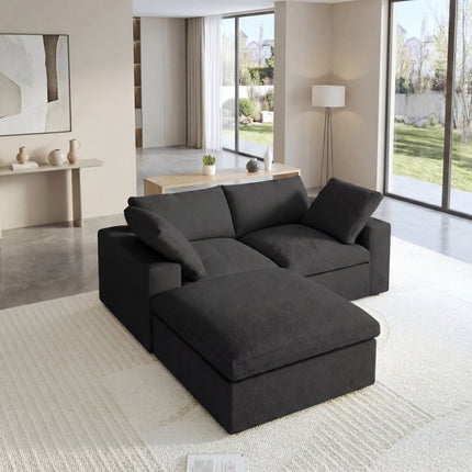 Solenza Nuvia | 80" Cloud Modular Sectional Sofa with Ottoman | Washable
