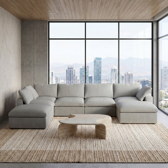 Solenza Nuvia | 160" Cloud Modular 7-Seat Sofa with 2 Ottomans | Washable