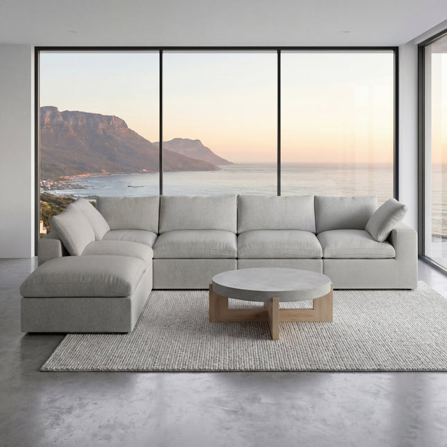 Solenza Nuvia | 160" V-Shaped Cloud Modular 4-Seat + Ottoman | Washable