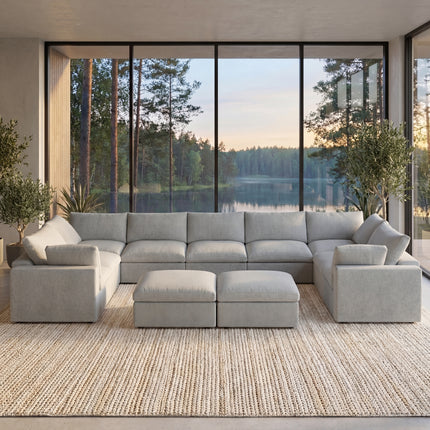 Solenza Nuvia | 201" U-Shaped Cloud Modular 9-Seat with 2 Ottomans | Washable