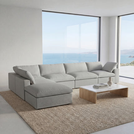 Solenza Nuvia | 160" V-Shaped Cloud Modular 4-Seat + Ottoman | Washable