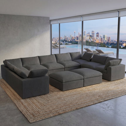 Solenza Nuvia | 201" U-Shaped Cloud Modular 9-Seat with 2 Ottomans | Washable