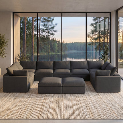 Solenza Nuvia | 201" U-Shaped Cloud Modular 9-Seat with 2 Ottomans | Washable