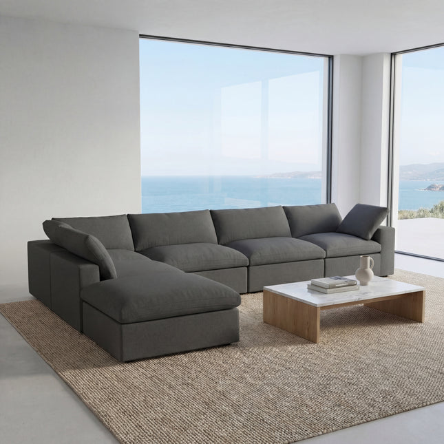 Solenza Nuvia | 160" V-Shaped Cloud Modular 4-Seat + Ottoman | Washable