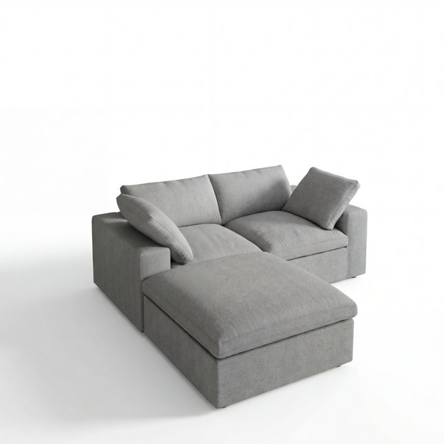 Solenza Nuvia | 80" Cloud Modular Sectional Sofa with Ottoman | Washable