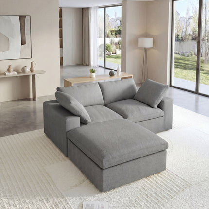 Solenza Nuvia | 80" Cloud Modular Sectional Sofa with Ottoman | Washable