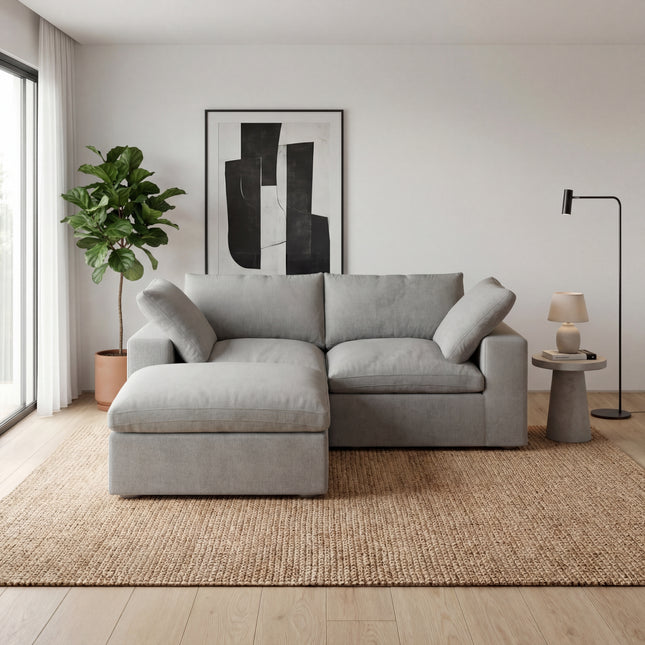 Solenza Nuvia | 80" Cloud Modular Sectional Sofa with Ottoman | Washable