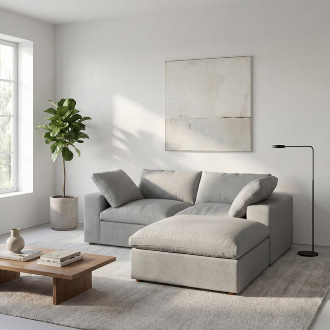 Solenza Nuvia | 80" Cloud Modular Sectional Sofa with Ottoman | Washable