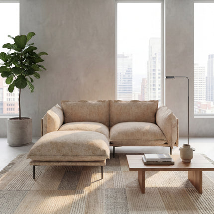 Solenza Aurora | 75" Cloud Modular 2-Seater Sectional + Ottoman - Washable Velvet