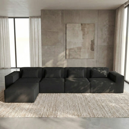 Solenza Mellow | 150" XL Cloud Modular 4-Seater Sofa + Ottoman | Washable Velvet Sofa