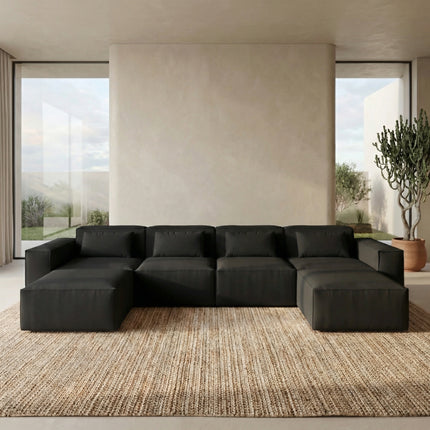Solenza Mellow | 150" XL Cloud Modular U-Shaped Sectional + 2 Ottomans | Washable Velvet Sofa